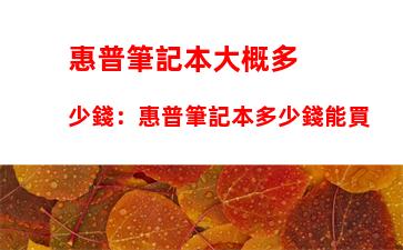 惠普筆記本大概多少錢：惠普筆記本多少錢能買